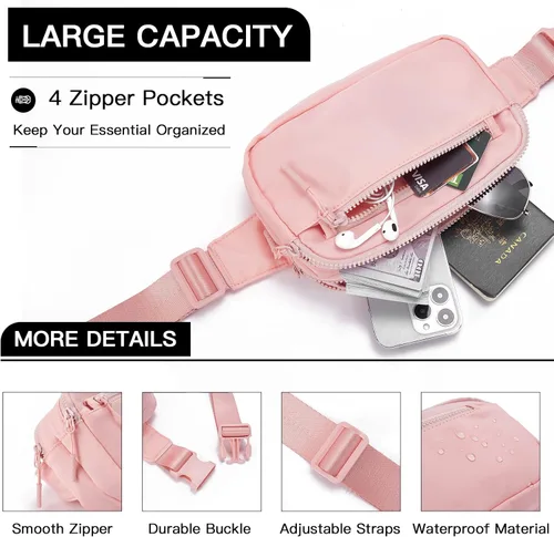 Miniatura 3 de Telena Riñoneras para mujeres y hombres, a la moda, con correas ajustables, 1-Rosa