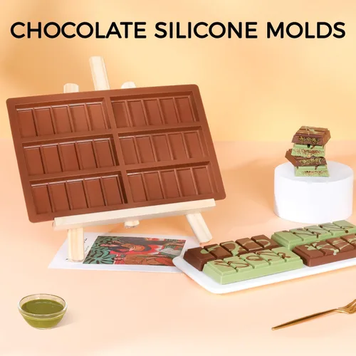 Miniatura 6 de Molde de barra de chocolate – Moldes antiadherentes de silicona para chocolate, molde de barra de chocolate profundo Dubai de grado alimenticio