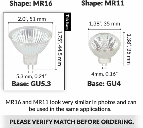 Miniatura 3 de Simba Lighting Bombillas halógenas MR16 de 20 W y 12 V (paquete de 6) para paisaje, luces de pista, fibra óptica, lámparas de escritorio, focos BAB