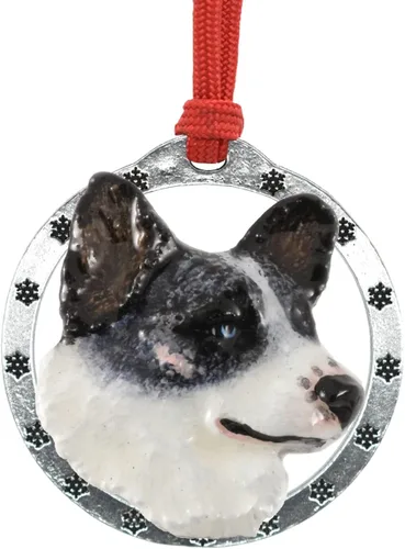Miniatura 50 de Adorno navideño para colgar en la cabeza de collie con borde de peltre antiguo hecho a mano para decorar coronas y árboles de Navidad del hogar