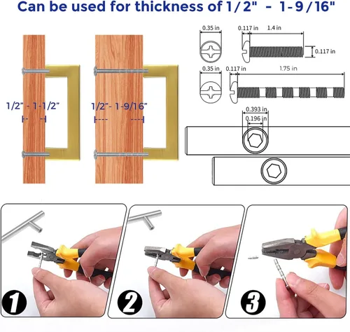 Miniatura 4 de Ravinte Paquete de 5 tiradores dorados de latón brusehed de 3 pulgadas para gabinetes de cocina, herrajes de cocina cuadrados dorados para gabinete
