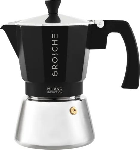 Miniatura 18 de GROSCHE Milano Cafetera Moka para Preparar Espresso en la Estufa, 9 Tazas de Café, 15.2 oz, Negro. Cafetera Cubana para Preparar Café en la Estufa