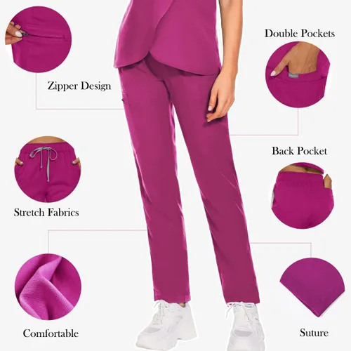 Miniatura 3 de VIAOLI Conjunto de ropa quirúrgica para mujer con cremallera, conjunto médico de enfermería y pantalón de enfermería, diseño moderno y sexy