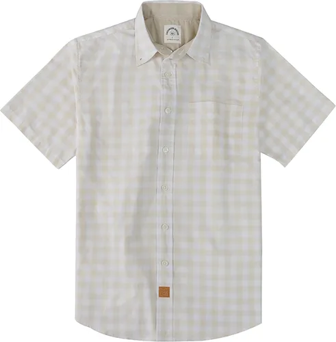 Dubinik® Camisas de manga corta con botones para hombre, 100% algodón, a cuadros, camisas casuales con bolsillo