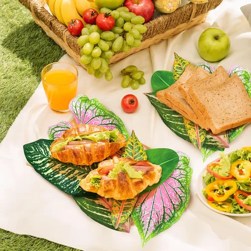 Miniatura 5 de Kisston 50 tableros de embutidos de papel pergamino de hojas tropicales de 8.7 pulgadas para tabla de queso, pergamino tropical de doble cara