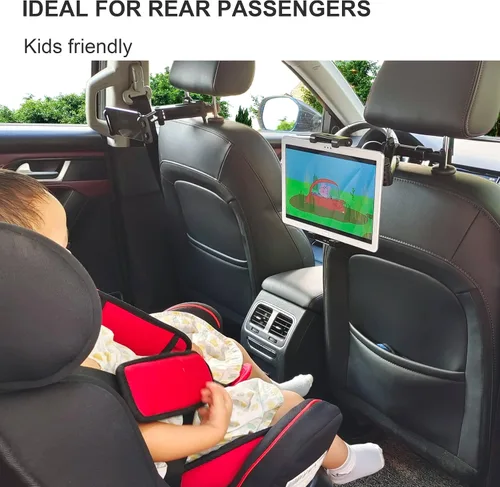 Miniatura 2 de Timewall Soporte universal para reposacabezas de automóvil, asiento trasero, soporte universal para teléfono celular, ángulo giratorio de 360°