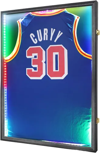 Miniatura 9 de Estuche de exhibición con marco de jersey, caja de sombra grande con cerradura, marco de jersey deportivo con protección UV acrílico y 2 colgadores
