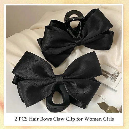 Miniatura 3 de Pinzas Premium para el Cabello para Mujeres: Pinzas de Garra con Lazo para Cabello Grueso y Delgado, Pinzas Grandes Antideslizantes con Lazo en Negro