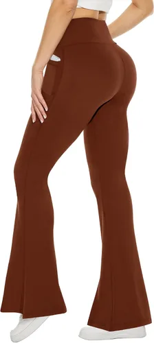 Miniatura 140 de TNNZEET Leggings acampanados negros para mujer, pantalones de yoga cruzados con bolsillos, corte de bota, leggings acampanados