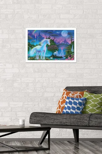 Miniatura 2 de Trends International Póster de pared de Unicorn Meadow, 14.725 x 22.375 pulgadas, versión enmarcada de madera de granero
