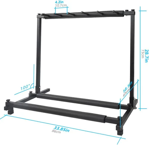 Miniatura 2 de Soporte de bajo para múltiples guitarras con soporte plegable (5 espacios)