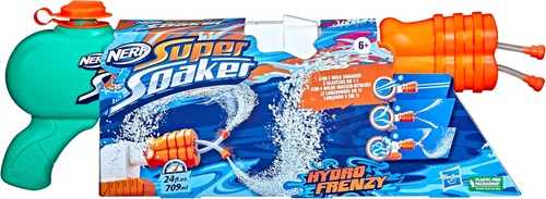 Miniatura 2 de SUPERSOAKER - Blaster de agua Nerf Super Soaker Hydro Frenzy , diversión sin límites 3 en 1, boquilla ajustable, 2 tubos de lanzamiento de agua