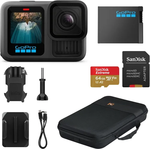 GoPro HERO13 - Cámara de acción impermeable negra con batería Enduro, video HDR de 5.3K, fotos de 27 MP, estabilización hipersuave, transmisión en