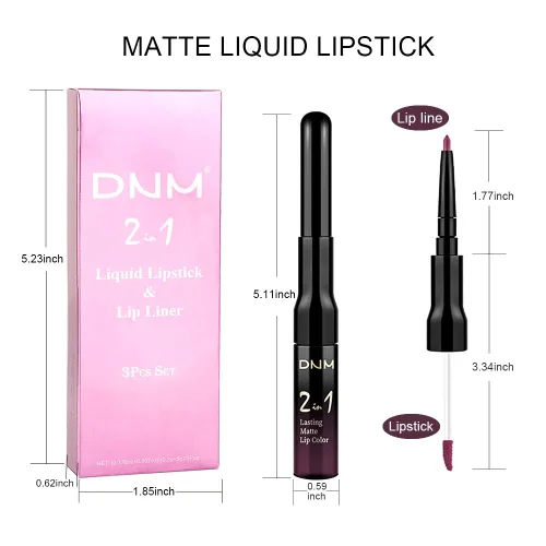 Miniatura 7 de evpct 3 Piezas Delineador de Labios Mate Ciruela Oscuro Morado Rosa Rojo Oscuro y Juegos de Lápiz Labial Líquido para Mujeres de Larga Duración