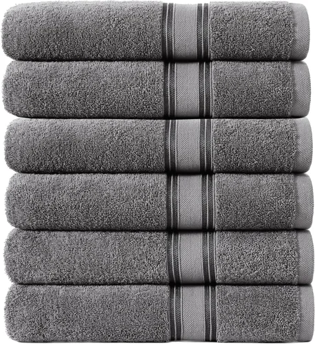Miniatura 61 de Lane Linen Juego de 4 toallas de baño de 100 % algodón (35 x 66 pulgadas), juego de toallas de baño extragrandes de algodón sin torsión, secado Gris