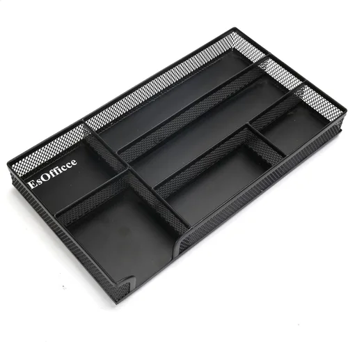 Miniatura 9 de Organizador de cajones de escritorio, bandeja de escritorio grande de malla metálica A4, juego de caja de almacenamiento versátil para suministros