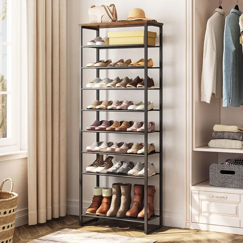 Miniatura 5 de HOOBRO - Zapatero de 10 niveles, organizador de almacenamiento de zapatos de 23.6" L, estante de zapatos de gran capacidad para entrada de puerta