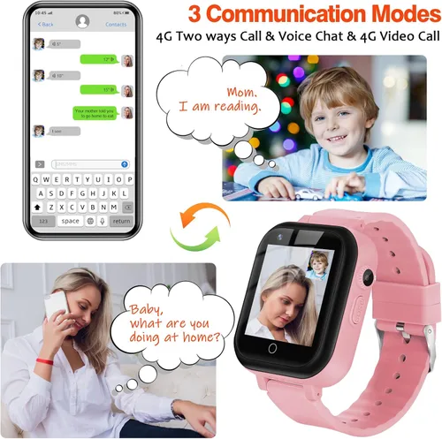 Miniatura 2 de OKYUK Reloj inteligente con GPS 4G para niñas y niños, IP67, impermeable, deportivo, reloj inteligente para niños, con cámara, WiFi, videollamada