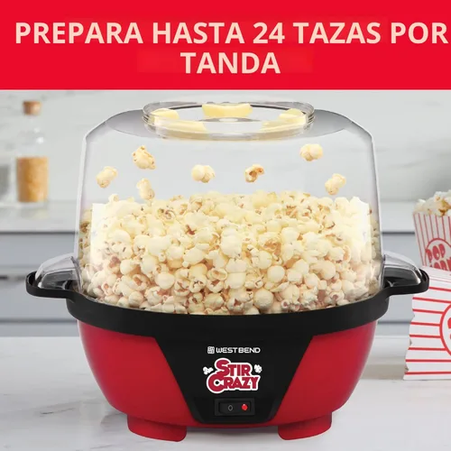 Miniatura 3 de West Bend Stir Crazy - Máquina de palomitas de maíz con aceite caliente, máquina para hacer palomitas de maíz con tapa grande para tazón de servir