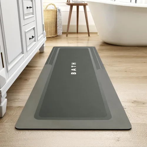 Miniatura 24 de MontVoo -Alfombra de baño, antideslizante, súper absorbente, resistente a las manchas, de secado rápido, delgada, para baño, suelo, bañera, tocador