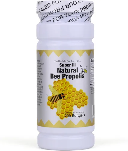Nu Health Super III - Propóleo de abeja natural con vitamina C, zinc y lecitina, 200 cápsulas blandas, apoya la salud inmunológica, protección