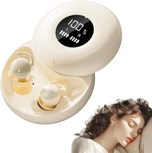 Auriculares para dormir Bluetooth 6.0, mini auriculares invisibles de silicona para dormir de lado, auriculares con bloqueo de ruido, auriculares