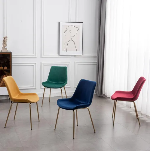 Miniatura 8 de R. Everett - Silla de comedor moderna de terciopelo con patas chapadas en oro duraderas, juego de 2, color azul