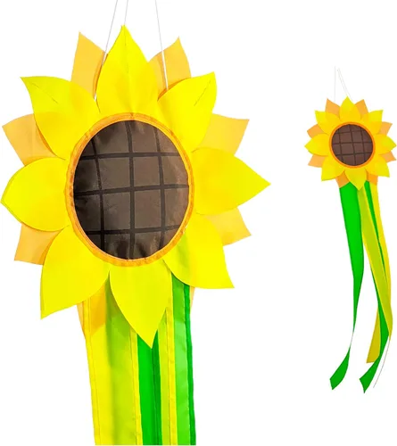 Miniatura 8 de Madrona Brands Manga de viento de flores rojas, decoración duradera para colgar en exteriores, patio, jardín, patio, hogar y más, 42 pulgadas