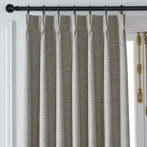 Miniatura 2 de Cortinas semitransparentes con textura de lino natural gris para sala de estar/dormitorio, con pestaña trasera, 2 paneles, 40 pulgadas de ancho x 84