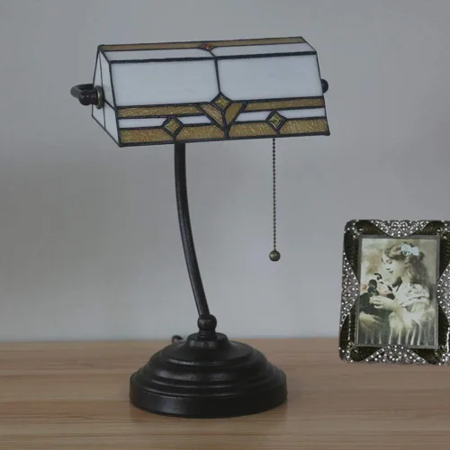 Miniatura 5 de Baroque Stained Glass Deskp with Pull Cswitch Style Bankerp for Liviroom Office Bedroom Antzinc Base Traditional Tablep for Bedside or Desk Use/I