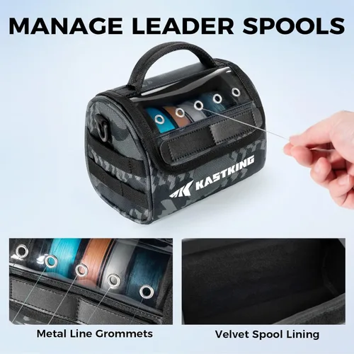 Miniatura 5 de KastKing BaitSpace Bolsa de gestión de línea, bolsa de almacenamiento de línea de pesca con nailon resistente al agua, ventana transparente, divisor