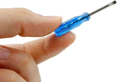 Miniatura 5 de 100 piezas de destornilladores ranurados planos de mini tamaño de 45mm x 2mm 2.0mm para reparación de gafas, celulares, HDD, cámara, laptop Azul