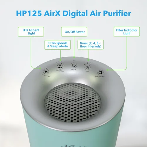 Miniatura 3 de Hunter HP125 AirX EcoSilver HEPA - Purificador de aire digital para habitaciones pequeñas, color gris