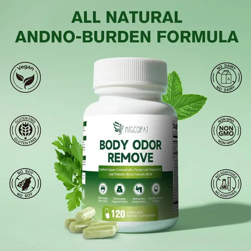 Miniatura 5 de Suplemento desodorizante corporal de clorofila con 10 mil millones de UFC probióticos, vitamina C y E, perejil, menta, té verde, prebióticos