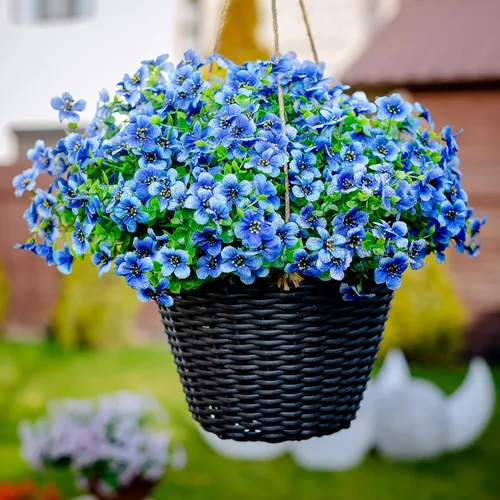 Miniatura 7 de Axylex - Flores Artificiales para Exteriores, Plantas Falsas - 16 Paquetes de Verdería Artificial para Exteriores, Arbustos de Boj de Plástico Sin