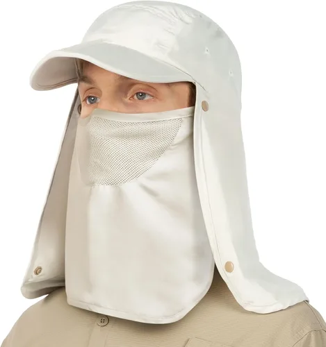 SUN CUBE Sombrero de sol de pesca con solapa para el cuello y cubierta facial, UPF50+ gorra de protección UV de ala ancha para hombres y mujeres,