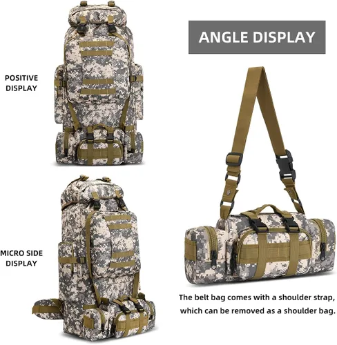 Miniatura 2 de Mochila de senderismo para acampar de 100L, mochila táctica militar Molle, mochila de senderismo ligera impermeable, Grande Citycamo