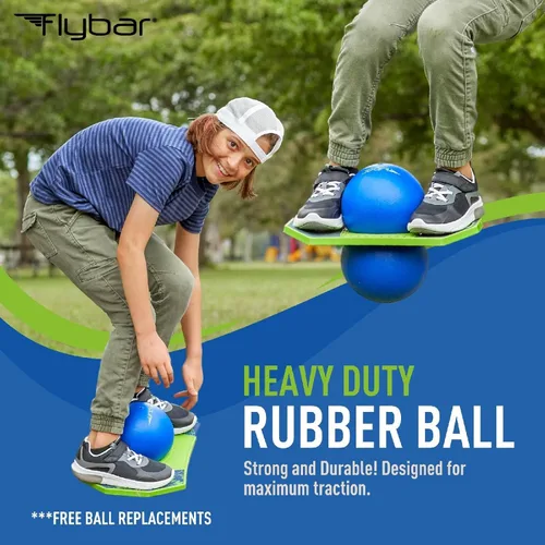 Miniatura 3 de Flybar Pogo - Pelota de truco para niños, tabla de rebote de equilibrio con cubierta antideslizante, bomba incluida, juguetes para interiores y Dino