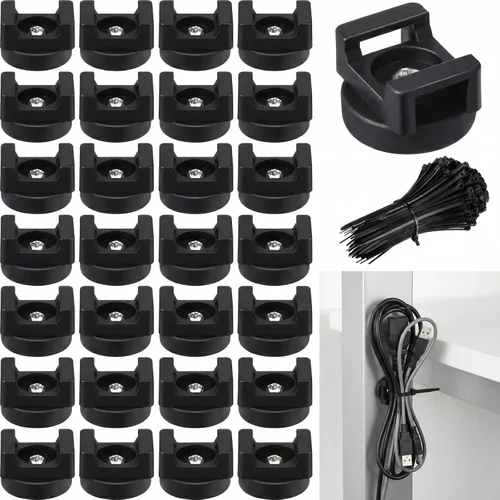 Miniatura 10 de Yookeer 120 piezas de soporte magnético para cables, multiusos, bases magnéticas de gestión de cables con cremallera resistente, montaje de bridas