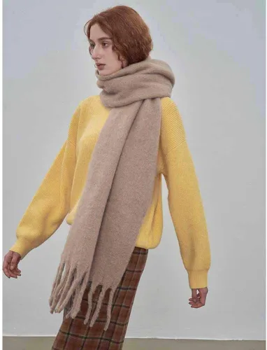 Miniatura 69 de Bufanda grande y gruesa de gran tamaño, esponjosas, de lana grande, gruesa, cálida para invierno
