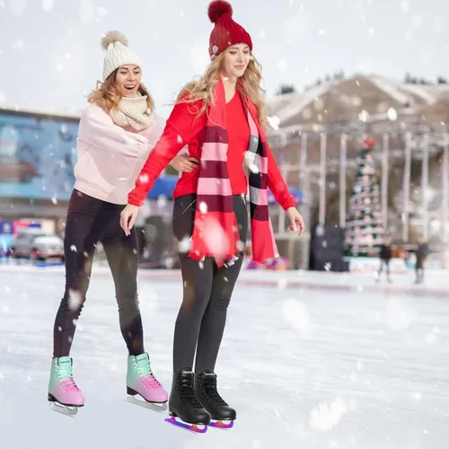 Miniatura 6 de MammyGol Classic Ice Figure Skates for Womens/Misses/Girls Lace up with Stainless Steel Blade Light Support Ice Figure Skates in Red Teal