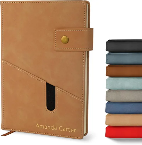 Miniatura 10 de Promot Cuaderno Personalizado - Diario en Cuero A5 con Páginas Rayadas para Hombres y Mujeres - Cuaderno Ejecutivo de Tapa Dura, Diario Diario