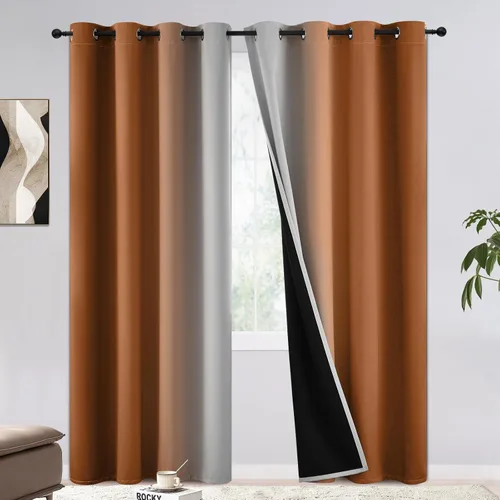 Miniatura 12 de COSVIYA - Cortinas 100% opacas y visillos con ombre, cortinas negras de 63 pulgadas de largo, 2 paneles, cortinas de oscurecimiento total
