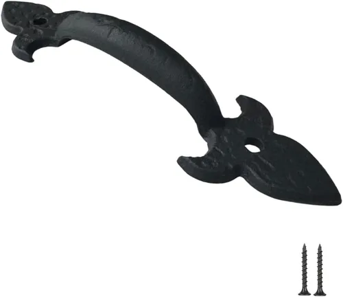 Miniatura 38 de Paquete de 2 manijas de barra recta de 8 pulgadas para puerta de granero, tiradores de hierro fundido negro para puertas correderas, puertas