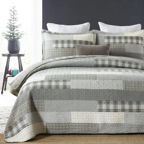 Miniatura 2 de Y-PLWOMEN Colchas de tamaño Queen – Juego de cama de 3 piezas ligero reversible tamaño Queen 100% algodón gris Queen para todas las estaciones
