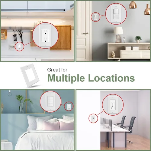 Miniatura 5 de Placa decorativa de pared de 1 banda, cubierta de enchufe de receptáculo, para interruptores de luz, atenuadores, GFCI, receptáculo, salida USB
