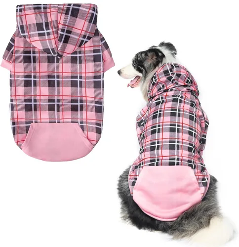 Miniatura 23 de EXPAWLORER - Sudadera con capucha para perro, estilo británico, suave y cálido con agujero para la correa, para clima frío, abrigo de invierno