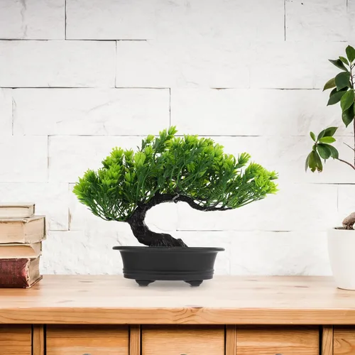 Miniatura 2 de Hemoton Árbol bonsái artificial, árbol de pino artificial, decoración de fiesta de Navidad, bonsái, decoración del hogar, plantas falsas para pared