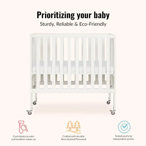 Miniatura 5 de Dream On Me Jett Portable Mini Crib, Non-Full Size Baby Crib for Small Spaces, 3 Mattress Heights, Compact Travel Design, Includes Mattress