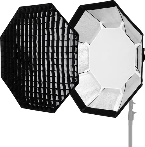 Miniatura 3 de Godox Reflector de softbox octágono FW de 47 pulgadas/120cm con rejilla de panal y bolsa para flash de luz rápida (montaje Bowens)
